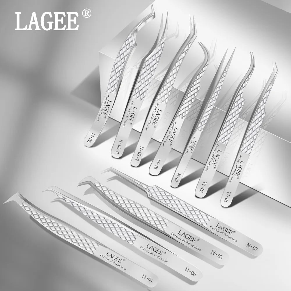 LAGEE eyelash extension tweezer volume precise luxury diamond grip 420 stainless steel high quality eyebrow from nagaraku makeup