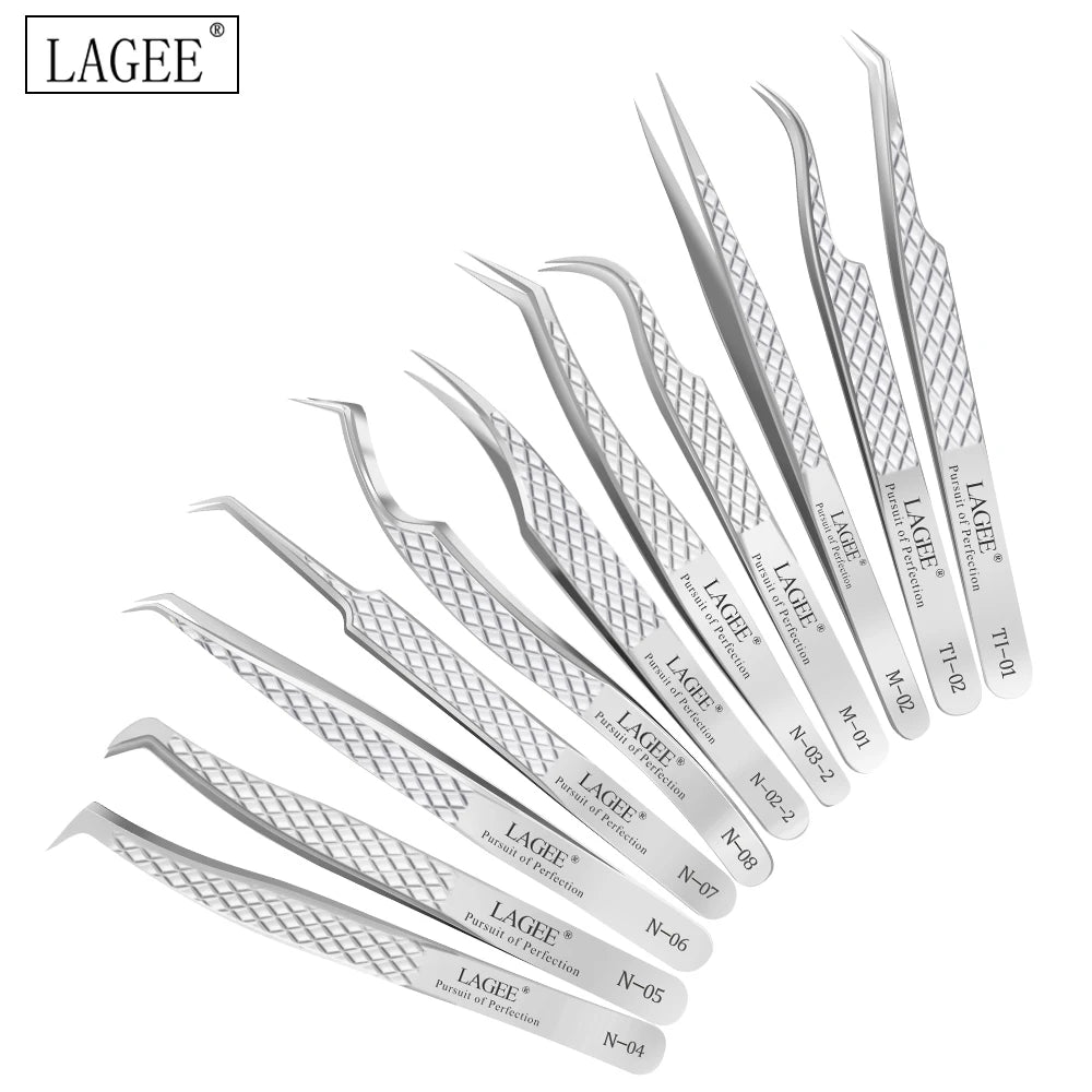 LAGEE eyelash extension tweezer volume precise luxury diamond grip 420 stainless steel high quality eyebrow from nagaraku makeup