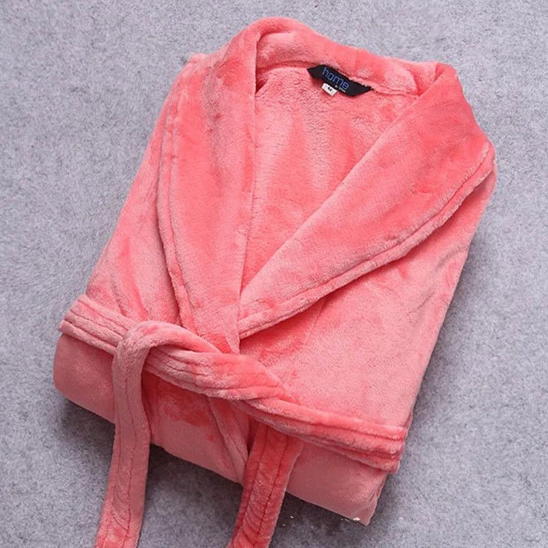 Women Robe Coral Fleece Sleepwear Winter Thicken Kimono Bathrobe Gown Soft Couple Sleepwear Flannel Nightwear Home Clothes