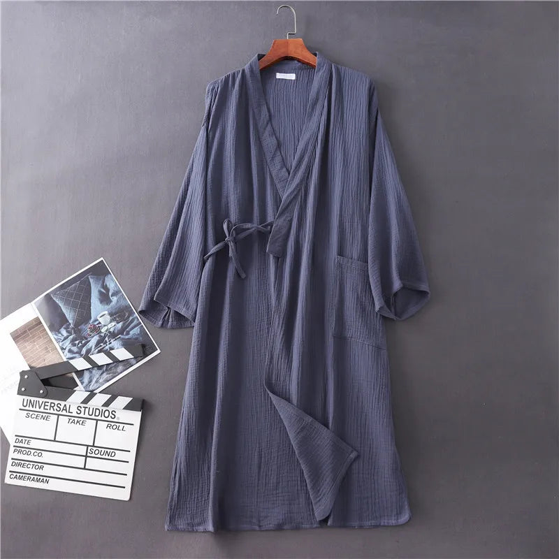 New spring and autumn Japanese kimono robe couple cotton crepe bathrobe men and women kimono robe robes for women sleepwear