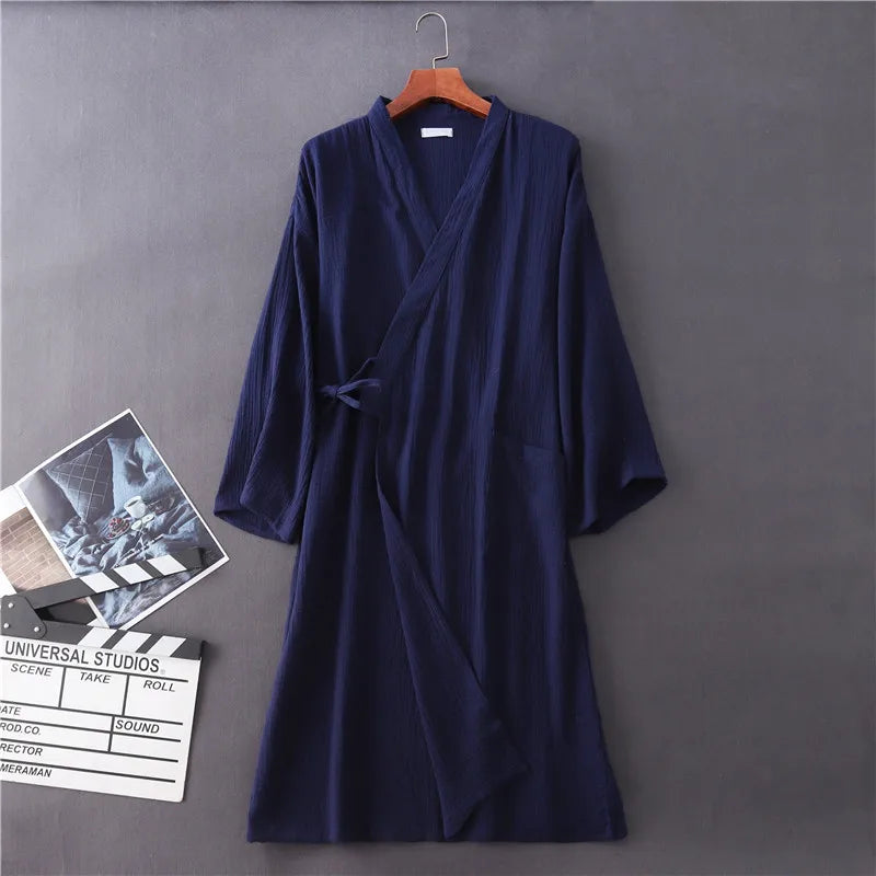 New spring and autumn Japanese kimono robe couple cotton crepe bathrobe men and women kimono robe robes for women sleepwear