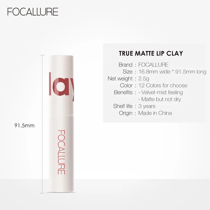 FOCALLURE Matte Lipstick Velvet Mist Lip Clay Not Dry Lip Cream 25 Color Nude Lip Stick Waterpoof Lip Cosmetic Makeup Wholesale