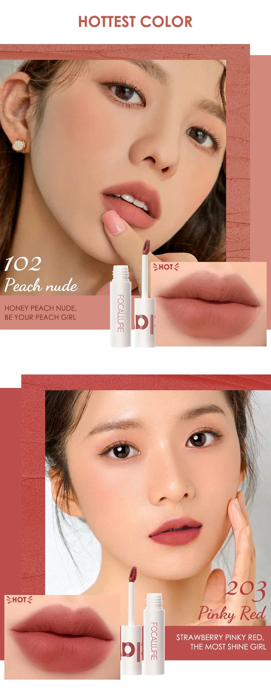 FOCALLURE Matte Lipstick Velvet Mist Lip Clay Not Dry Lip Cream 25 Color Nude Lip Stick Waterpoof Lip Cosmetic Makeup Wholesale