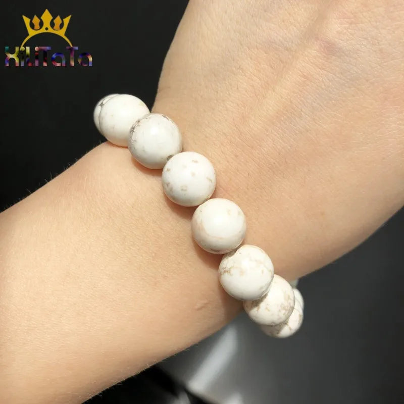 Natural Stone White Mongolia Howlite Turquoises Round Loose Beads For DIY Jewelry Making Bracelet Accessories 15'' 4 6 8 10 12mm