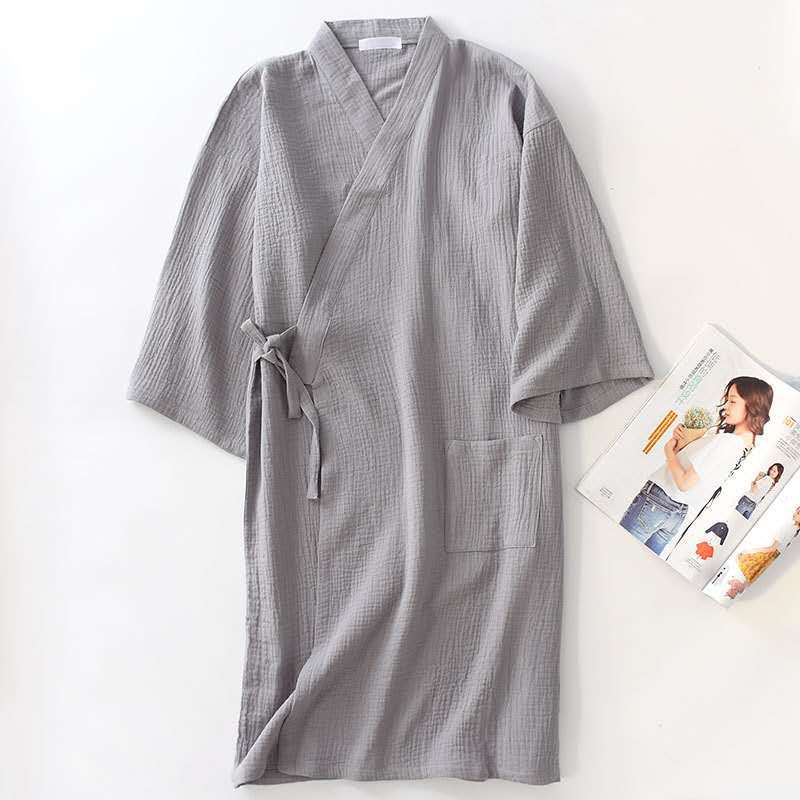 New spring and autumn Japanese kimono robe couple cotton crepe bathrobe men and women kimono robe robes for women sleepwear