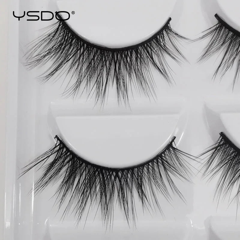 YSDO eyelashes 3/5 Pairs Natural Long 3D Mink Lashes Fluffy Volume Mink False Eyelashes Cruelty Free Wispy Lashes Makeup Cilios