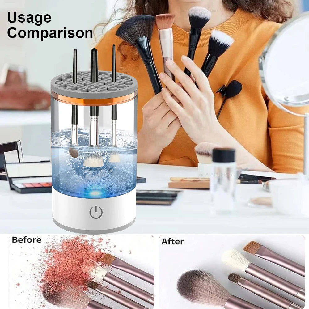 Electric Makeup Brush Cleaner Automatic Makeup Brush Cleanser Portable Cosmetic Makeup Brush Washing Machine Rotary Cleaning