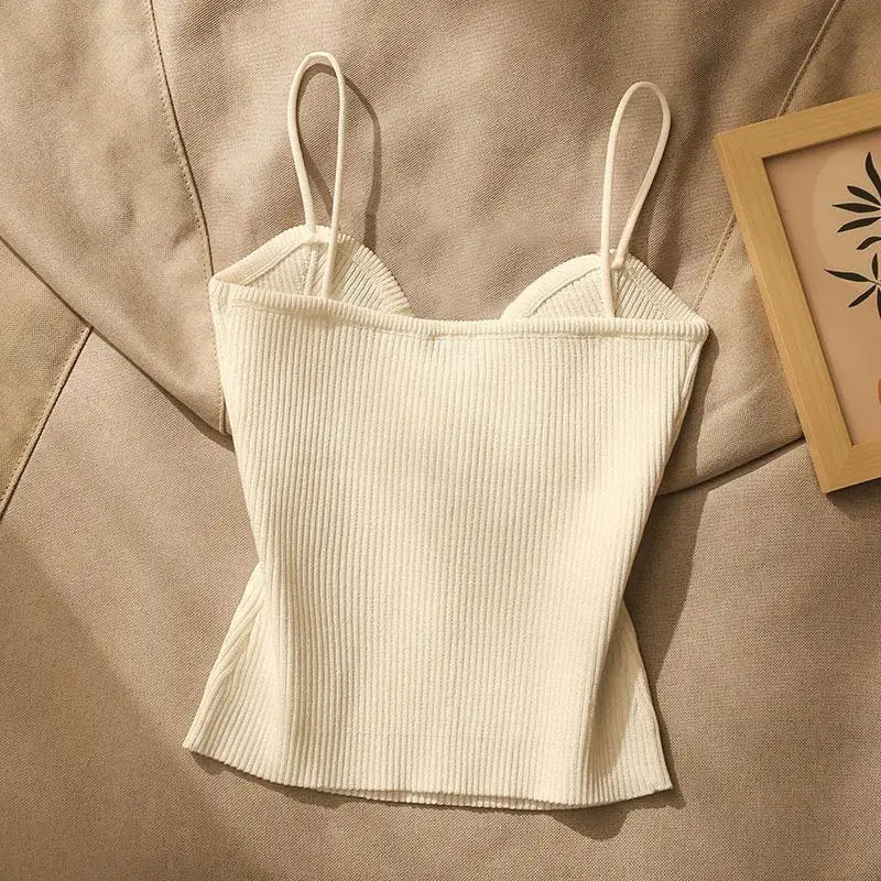 2024 French Style Cross-knit Suspender Women's Summer Wear Sexy Beauty Camisole Slim High-end Bottom Bandeau Top Knit Crop Tank