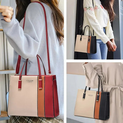 Handtaschen Patchwork für Damen Verstellbarer Riemen Top Griff Tasche Große Kapazität Totes Schultertaschen Mode Umhängetaschen Arbeit Geschenk