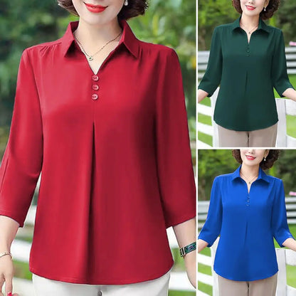 Sommer Frauen Elegante Solide Chiffon Hemd Mode Lässig Übergroßen 7XL Drei Viertel Blau Tops Damen 2022 Neue Lose Mom Bluse