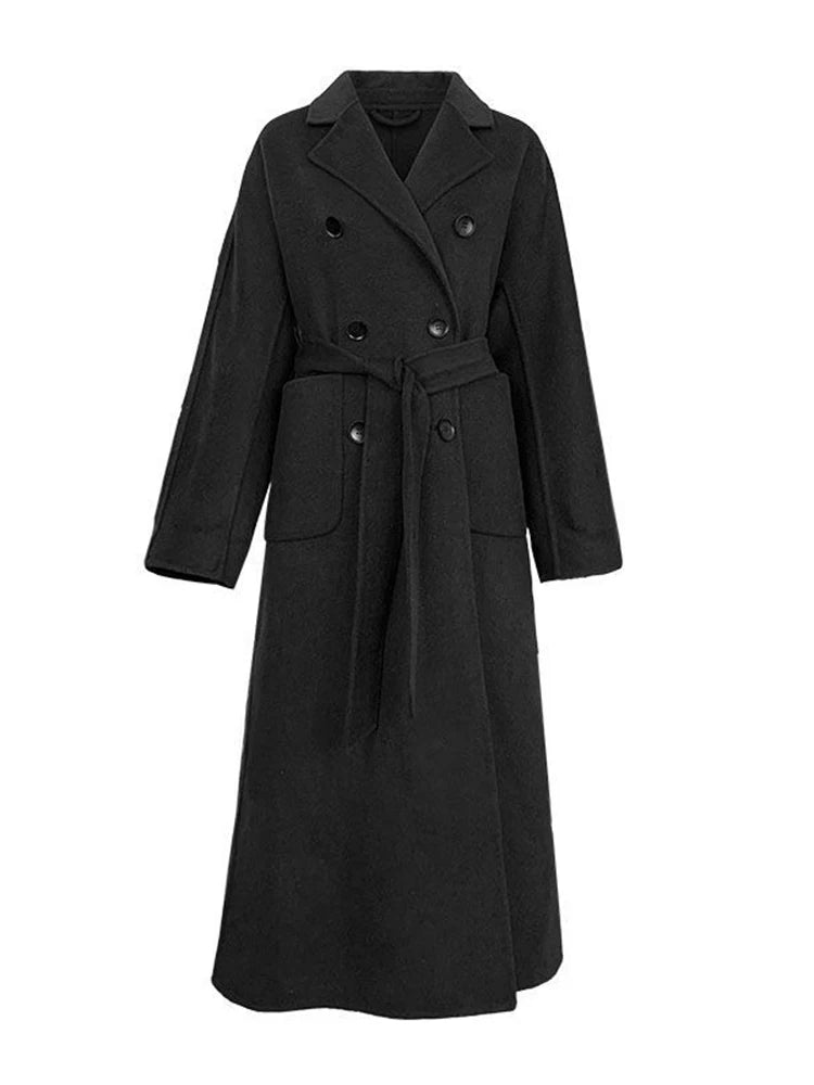 Jmprs Winter Wollmantel Lang Casual Frauen Zweireiher Faux Wolle Jacke Herbst Mode Koreanische Damen Schwarz Kleidung Neue