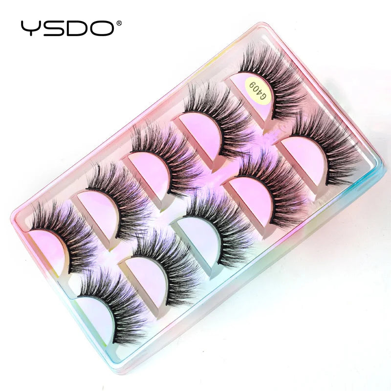 YSDO eyelashes 3/5 Pairs Natural Long 3D Mink Lashes Fluffy Volume Mink False Eyelashes Cruelty Free Wispy Lashes Makeup Cilios