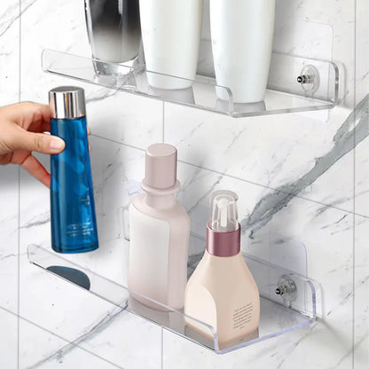 Bathroom Transparent Shelf Wall Free-Punch Storage Rack Cosmetic Storage Bookshelf Partition Cabinet Organizer Rack Wall Cabinet