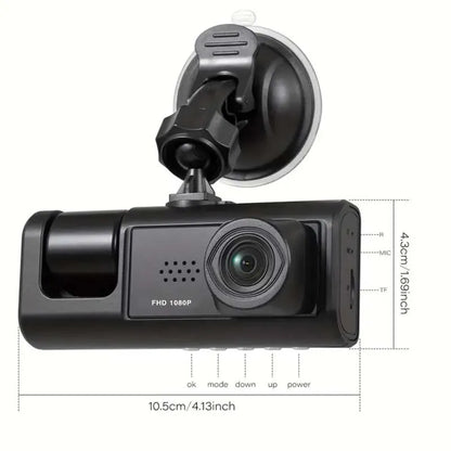 Dashcam mit IR-Nachtsicht-Loop-Aufnahme und 2-Zoll-IPS-Bildschirm 1080P 3-Kamera