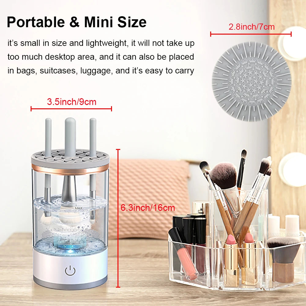 Electric Makeup Brush Cleaner Automatic Makeup Brush Cleanser Portable Cosmetic Makeup Brush Washing Machine Rotary Cleaning