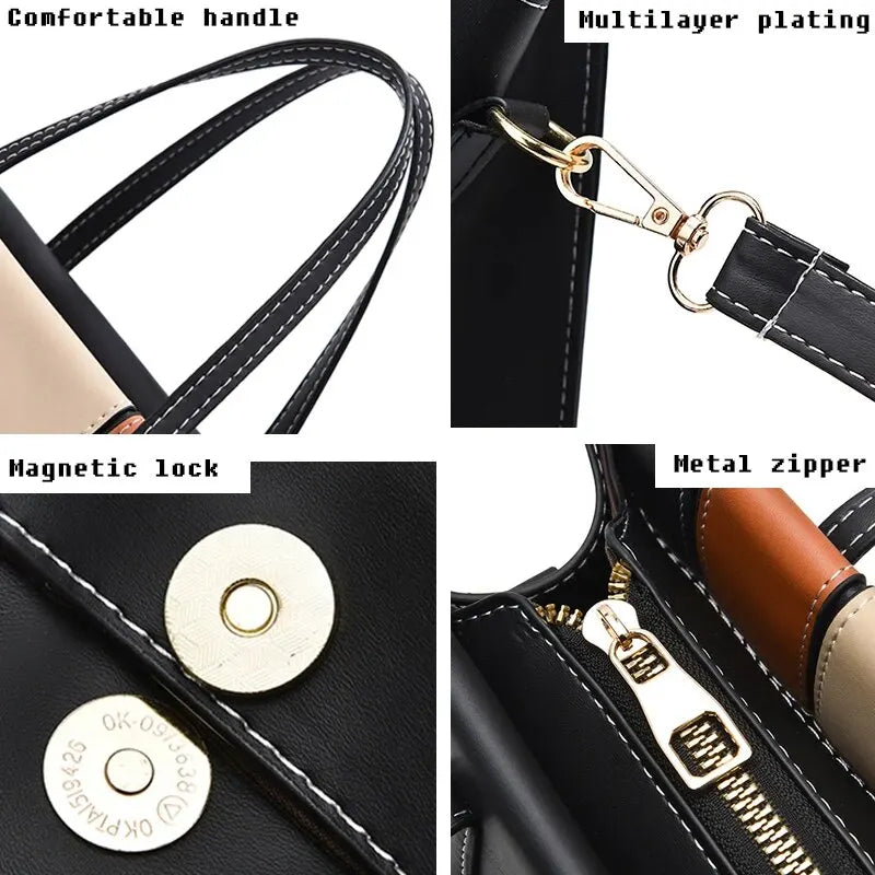 Handtaschen Patchwork für Damen Verstellbarer Riemen Top Griff Tasche Große Kapazität Totes Schultertaschen Mode Umhängetaschen Arbeit Geschenk