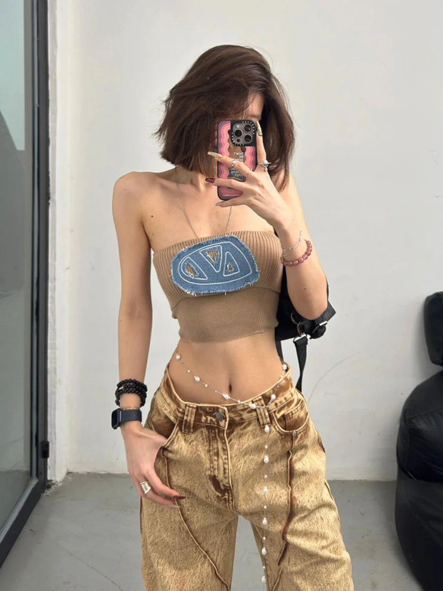 American Retro Cargo Pants Oversized Fashion Baggy Wide Leg 2024 Spring Summer Women Y2K Grunge Streetwear Style Denim Trouser