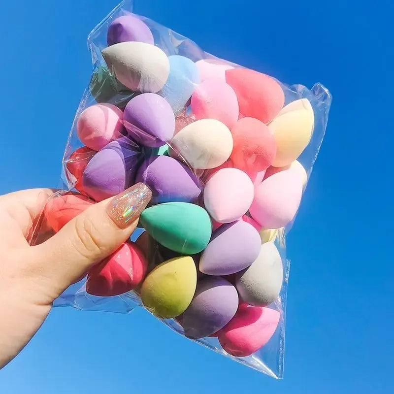 50pcs Mini Cosmetic Egg Puff Blending Foundation Powder Makeup Blender Applicator Sponge Dry Wet Use Face Puffs Air Cushion Tool