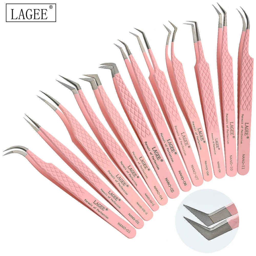 LAGEE eyelash extension tweezer volume precise luxury diamond grip 420 stainless steel high quality eyebrow from nagaraku makeup