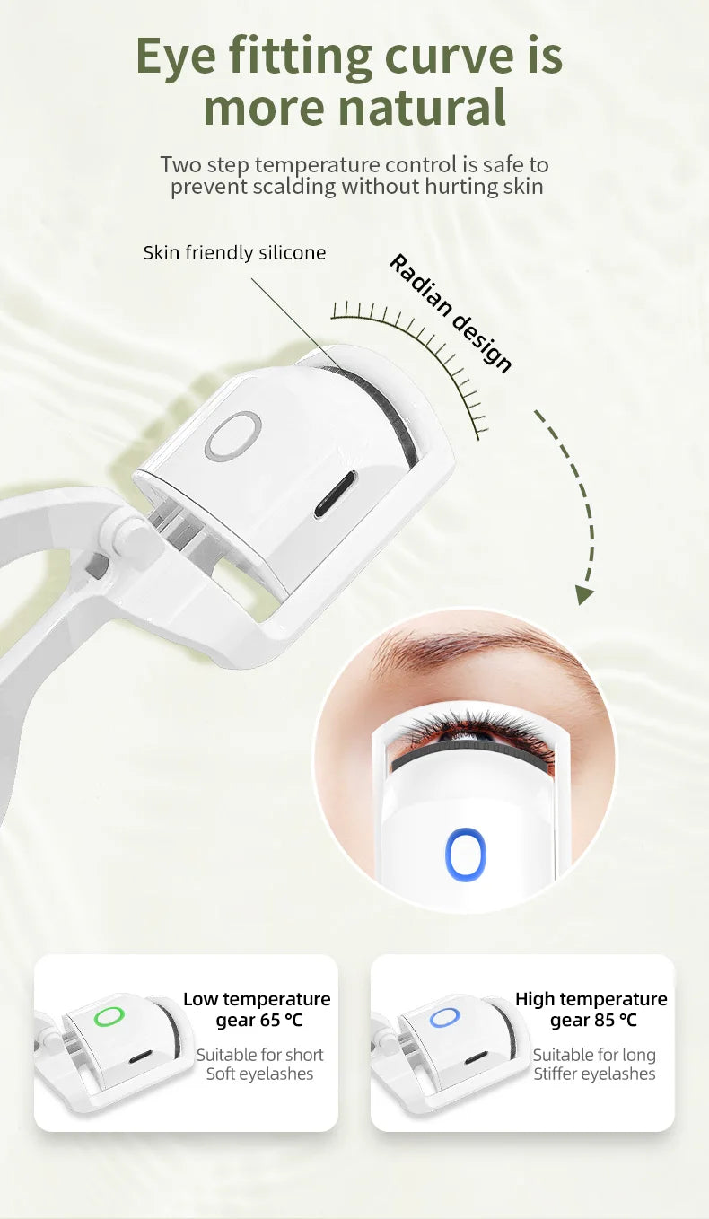 Electric Eyelash Curler USB Charging Model Fast Heating Portable Eye Lash Perm Shaping and Lasting Curling Thermal Eyelash Clip