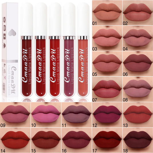 CmaaDu 18 Matte Mist Lip Glaze Long-lasting waterproof Moisturizing Lip Gloss Natural Healthy Lipstick