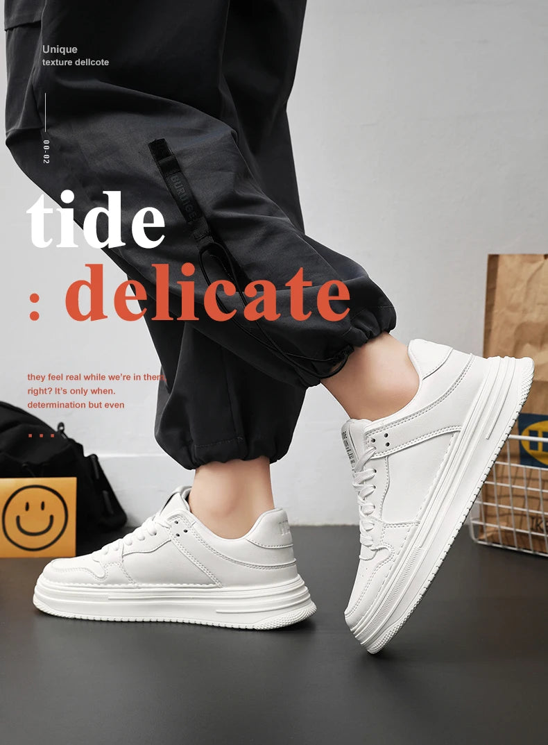 Men's thick soled casual board shoes breathable four season new flat bottom soft sole comfort outdoor walking shoes Student shoe