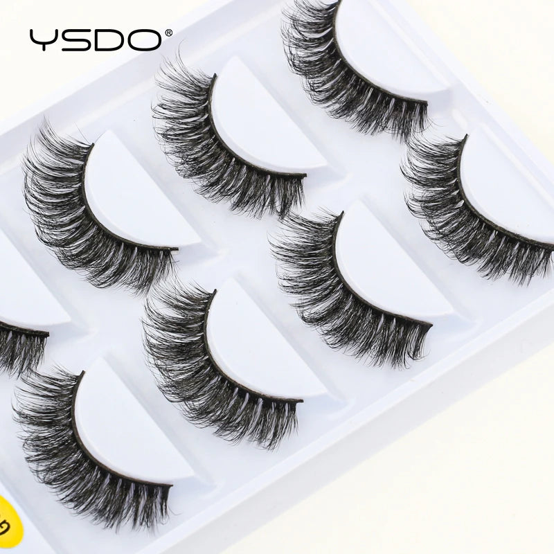 YSDO eyelashes 3/5 Pairs Natural Long 3D Mink Lashes Fluffy Volume Mink False Eyelashes Cruelty Free Wispy Lashes Makeup Cilios