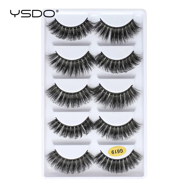 YSDO eyelashes 3/5 Pairs Natural Long 3D Mink Lashes Fluffy Volume Mink False Eyelashes Cruelty Free Wispy Lashes Makeup Cilios