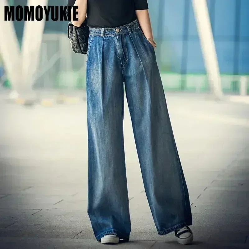 Vintage High Waist Jeans Woman Streetwear Korean Women's Jeans Denim Leisure Simple Women Pants Straight Leg Jeans y2k Fashion