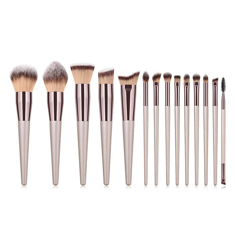 Hot Champagne Makeup Brushes Set for Women Cosmetic Foundation Powder Blush Eyeshadow Kabuki Blending Make Up Brush Beauty Tools