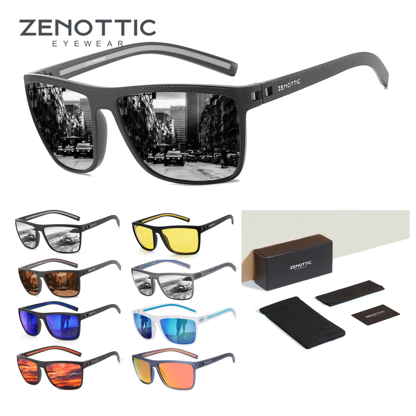 ZENOTTIC 2024 Mode Polarisierte Sonnenbrille Schatten Frauen Männer Ultraleicht TR90 Rahmen UV400 Schutz Quadratische Retro Sonnenbrille