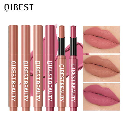 QIBEST Matte Lipstick Long Lasting Moisturizing Lip Balm Sculpting Lipstick Pencil Crayons Lip Stain Makeup Lip Liner Cosmetics