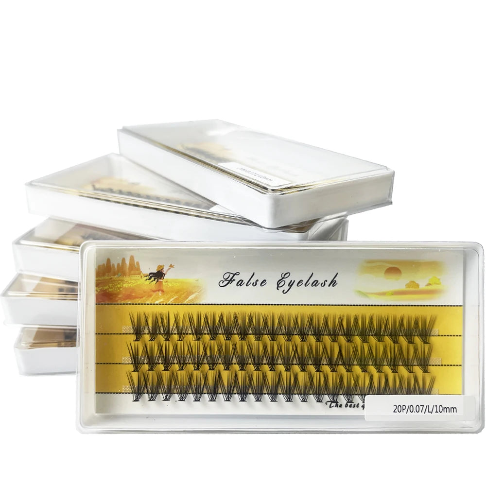 20D L-type Cluster Eyelash Extension Natural Soft Lashes 1 box/60 Bundle 3D Russian Individual Eyelashes bunches Makeup Cilia