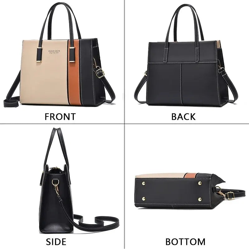 Handtaschen Patchwork für Damen Verstellbarer Riemen Top Griff Tasche Große Kapazität Totes Schultertaschen Mode Umhängetaschen Arbeit Geschenk