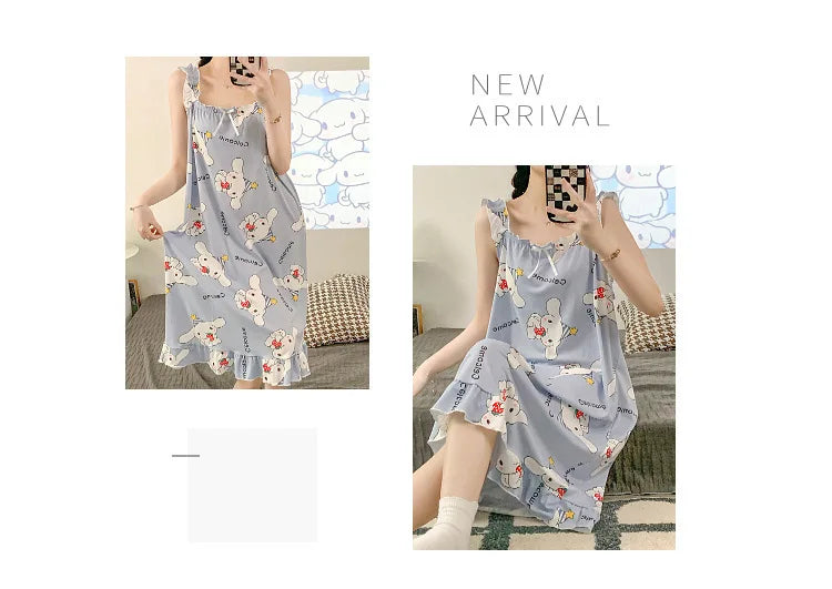 2024 New Little Fresh Sling Sleeping Dress For Women's Spring/Summer Sexy Thin Sleeping Dress Princess Style