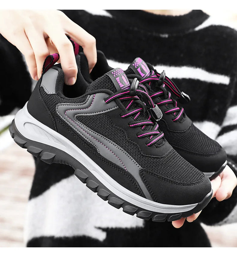 Running Shoes For Women Slip On Lightweight Lace-Up Platform Sneakers Women's Comfortable Breathable Casual Walking Shoes