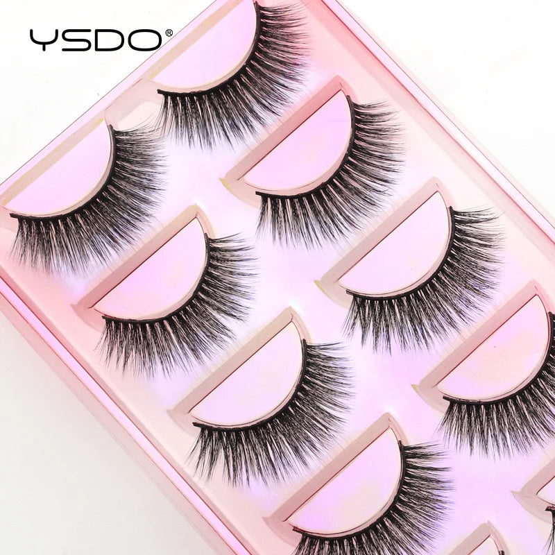 YSDO eyelashes 3/5 Pairs Natural Long 3D Mink Lashes Fluffy Volume Mink False Eyelashes Cruelty Free Wispy Lashes Makeup Cilios