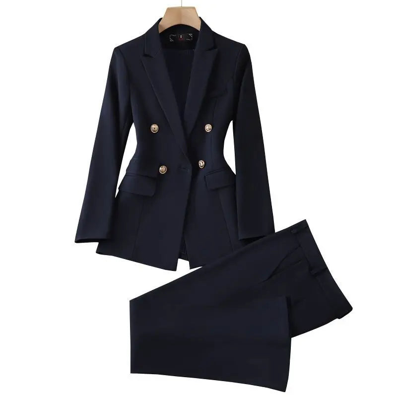 Spring and Autumn Korean Edition New Solid Color Women's Set Temperament Casual Work Wear Small Suit Two Piece Set