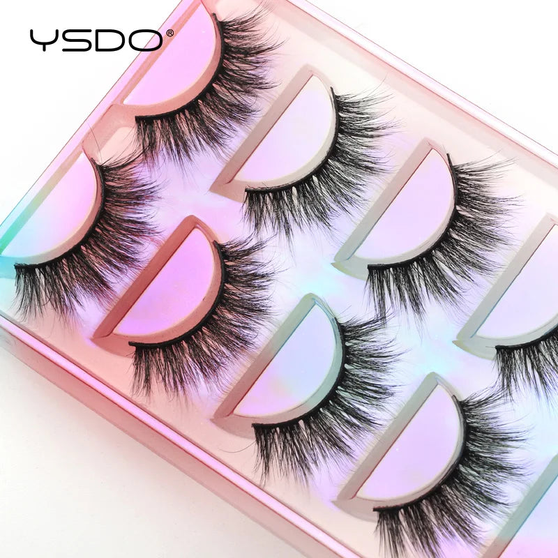 YSDO eyelashes 3/5 Pairs Natural Long 3D Mink Lashes Fluffy Volume Mink False Eyelashes Cruelty Free Wispy Lashes Makeup Cilios