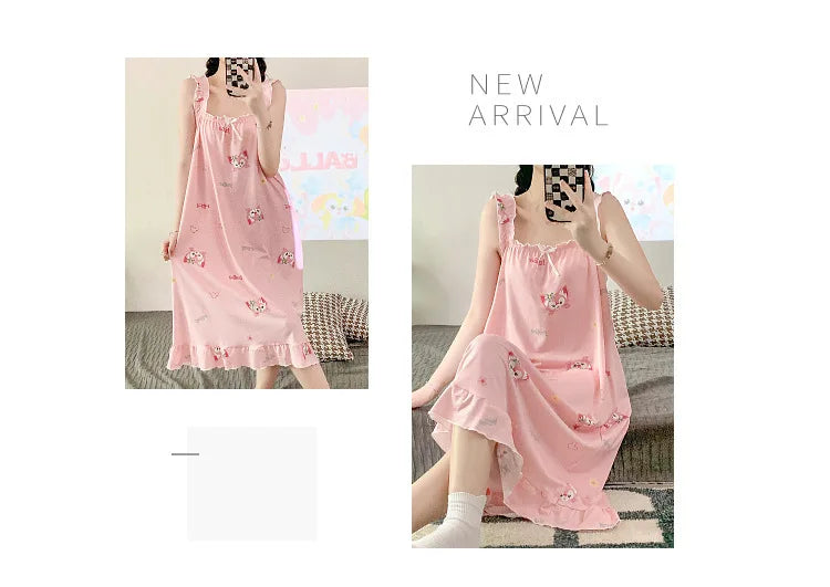 2024 New Little Fresh Sling Sleeping Dress For Women's Spring/Summer Sexy Thin Sleeping Dress Princess Style