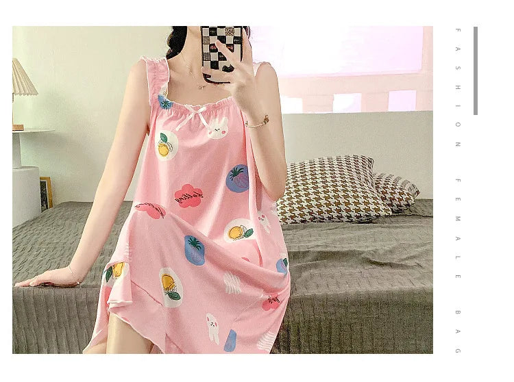 2024 New Little Fresh Sling Sleeping Dress For Women's Spring/Summer Sexy Thin Sleeping Dress Princess Style