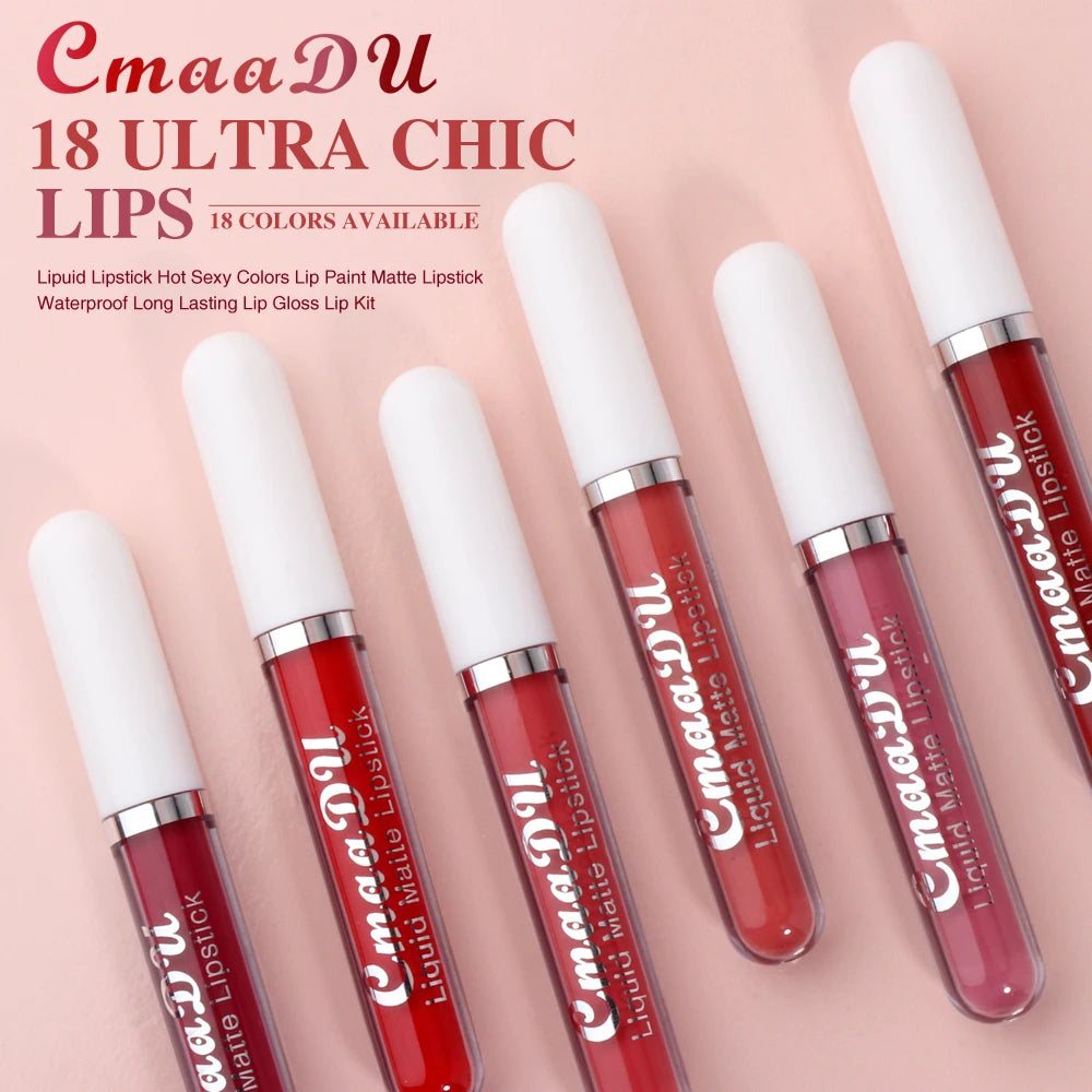 CmaaDu 18 Matte Mist Lip Glaze Long-lasting waterproof Moisturizing Lip Gloss Natural Healthy Lipstick