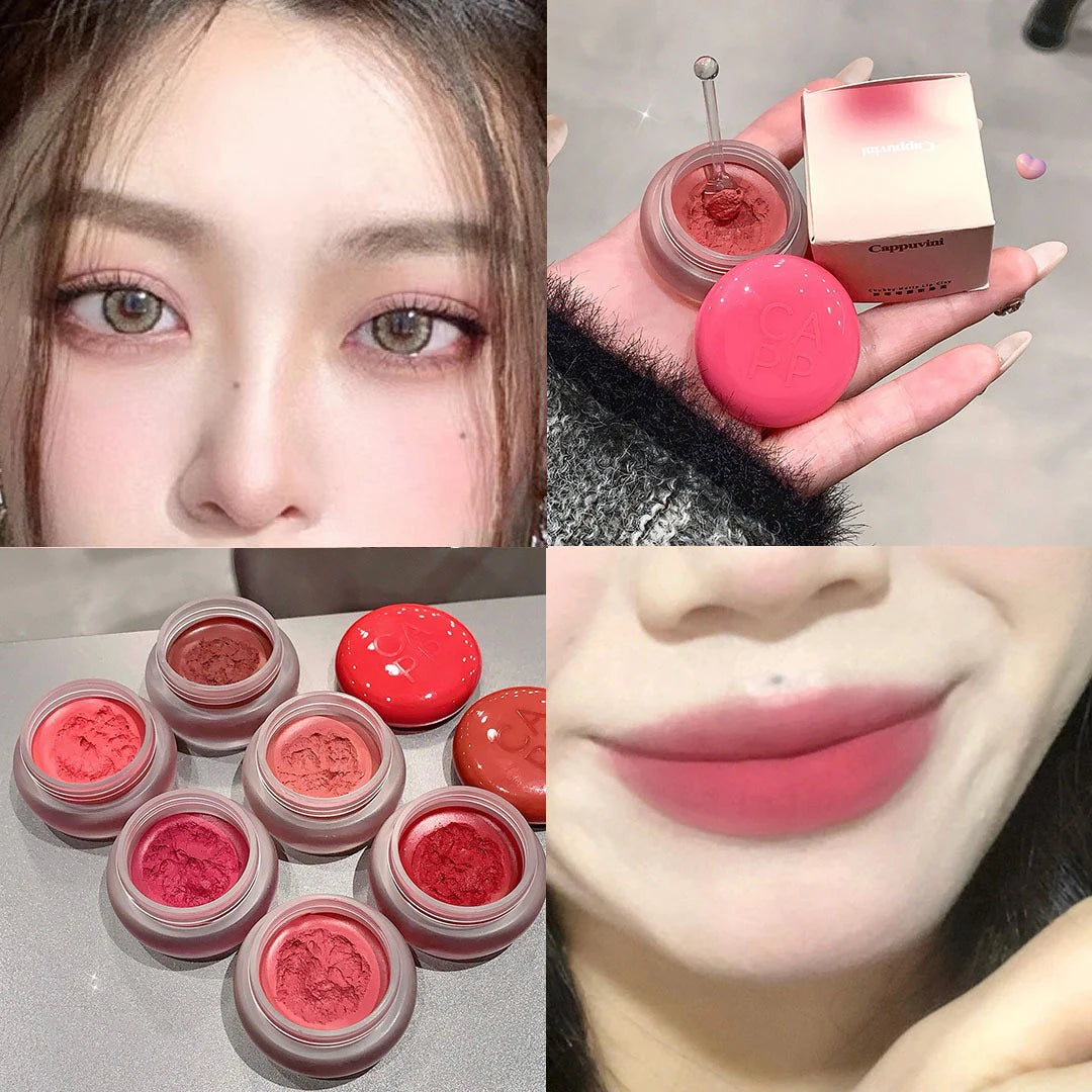 Matte Lip Mud Blush Multipurpose Makeup Waterproof Clay Lipstick Longlasting Non-stick Cup Red Lip Tint Pigment Mousse Cosmetics