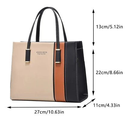 Handtaschen Patchwork für Damen Verstellbarer Riemen Top Griff Tasche Große Kapazität Totes Schultertaschen Mode Umhängetaschen Arbeit Geschenk