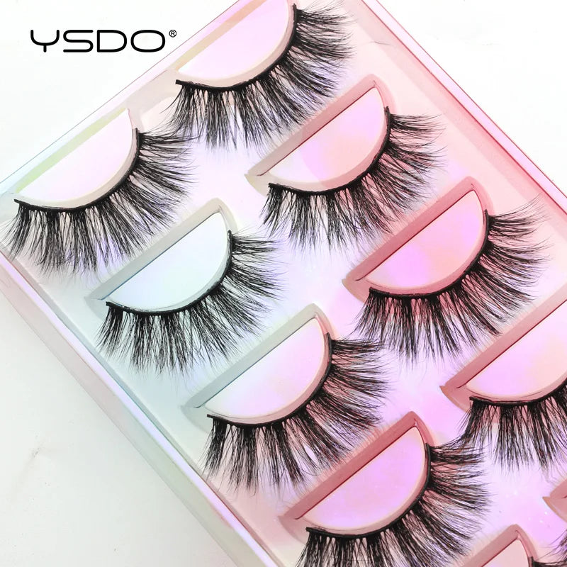 YSDO eyelashes 3/5 Pairs Natural Long 3D Mink Lashes Fluffy Volume Mink False Eyelashes Cruelty Free Wispy Lashes Makeup Cilios