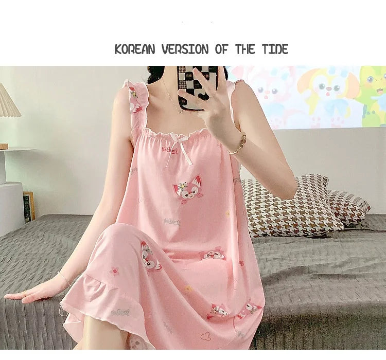 2024 New Little Fresh Sling Sleeping Dress For Women's Spring/Summer Sexy Thin Sleeping Dress Princess Style