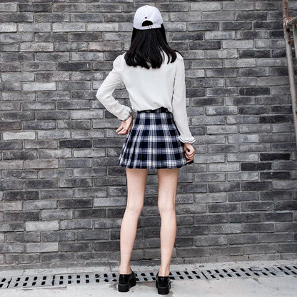 Mini High Waist Pleated Skirts Plaid Sweet Women Harajuku A-line Sailor Autumn Chic Skirts for Women Clothes