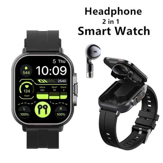 Smart Sport Uhr Drahtlose Bluetooth Headset Anruf Gesundheit Monitor Fitness Rekord Uhren Mit Headset TWS 2 In