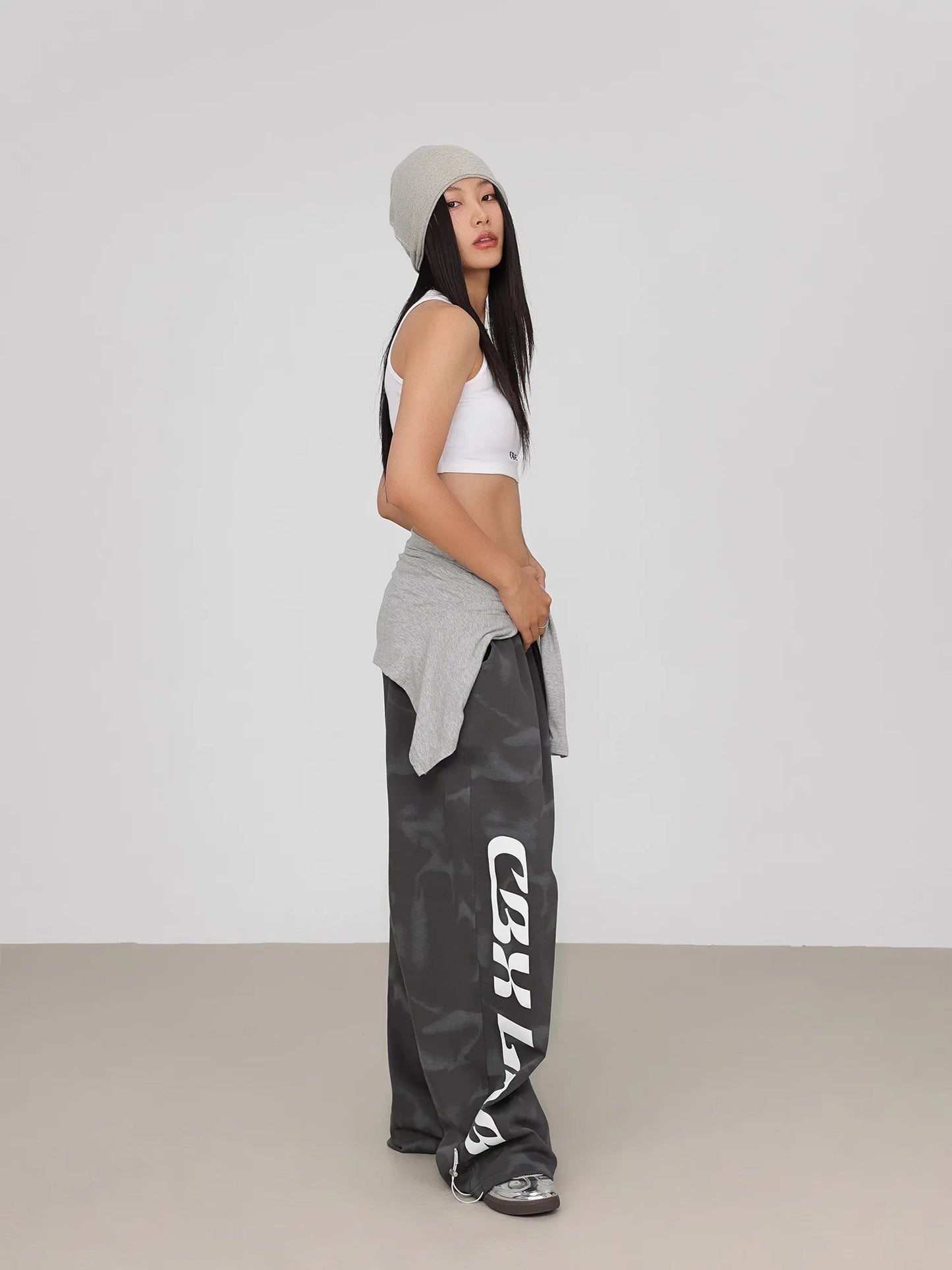 CBXLAB Street Dance Women's Gray Snowflake Hip Hop Sweatpants Girls American Street Pants Jazz Dance Loose Pants