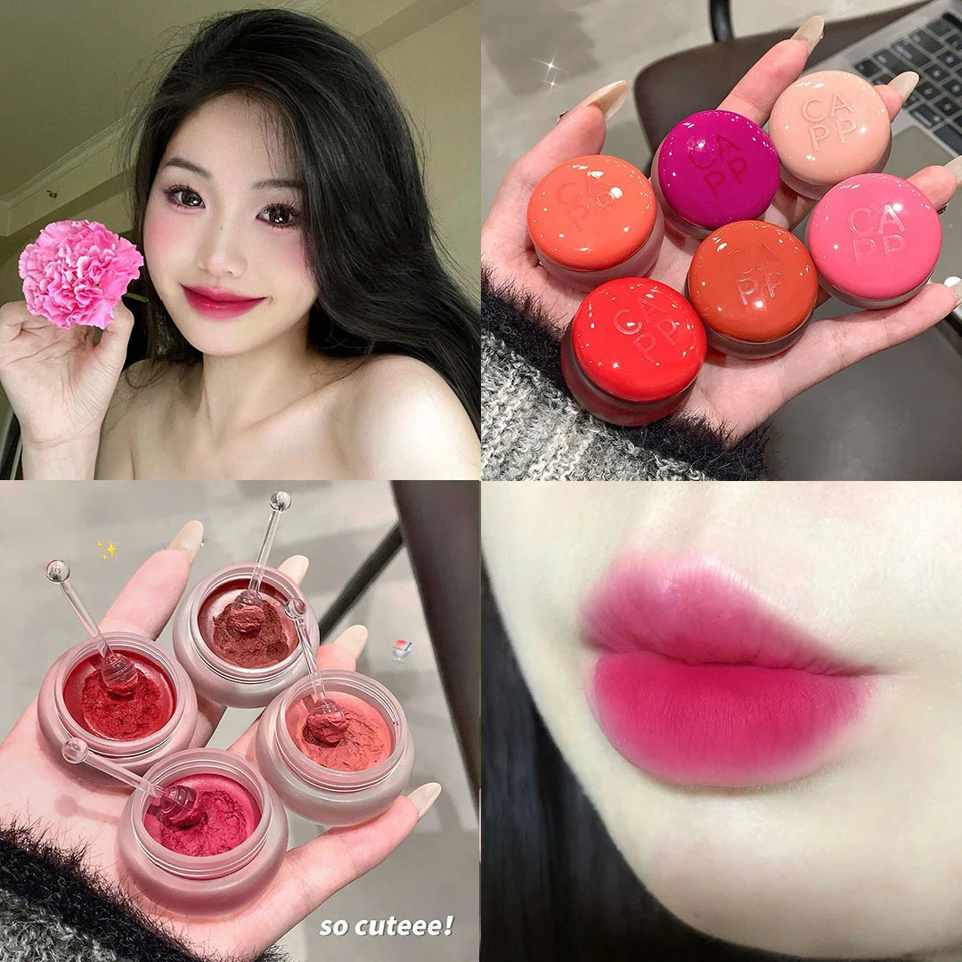 Matte Lip Mud Blush Multipurpose Makeup Waterproof Clay Lipstick Longlasting Non-stick Cup Red Lip Tint Pigment Mousse Cosmetics